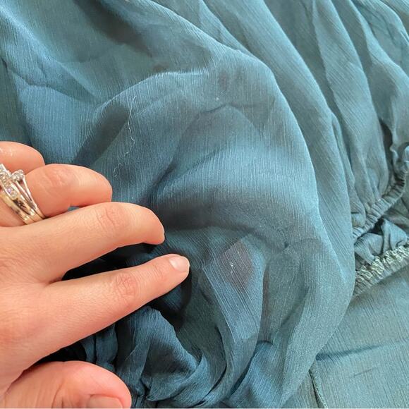 NWOT Lulus Vivacious Arrival Emerald Chiffon Balloon Sleeve Mini Dress - Picture 4 of 12